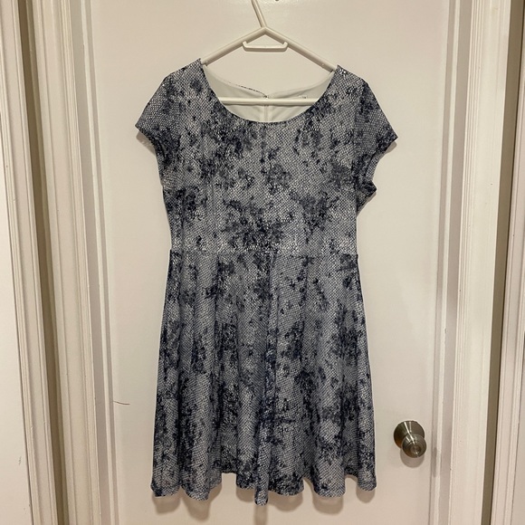 Ricki's Dresses Large White Dress With Blue Floral Overlay Poshmark